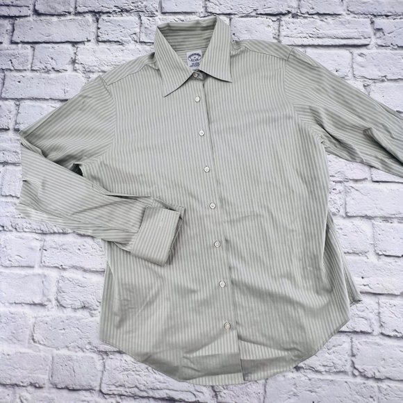 Brooks Brothers Shirt Women's 10 Grey Cotton Semi Fitted French Cuffs Button Up - Picture 1 of 10